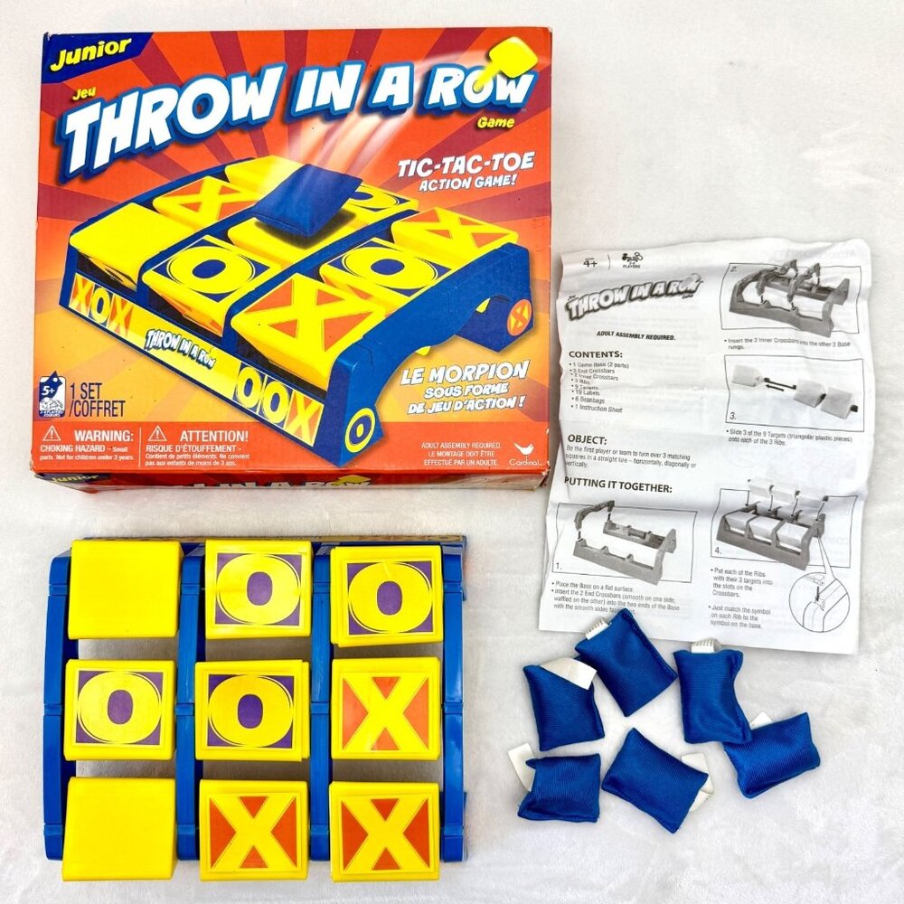 Junior Throw In A Row Tic-Tac-Toe Action Game Cardinal Games 100% Complete